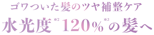 ゴワついた髪のツヤ補整ケア 水光度120%の髪へ